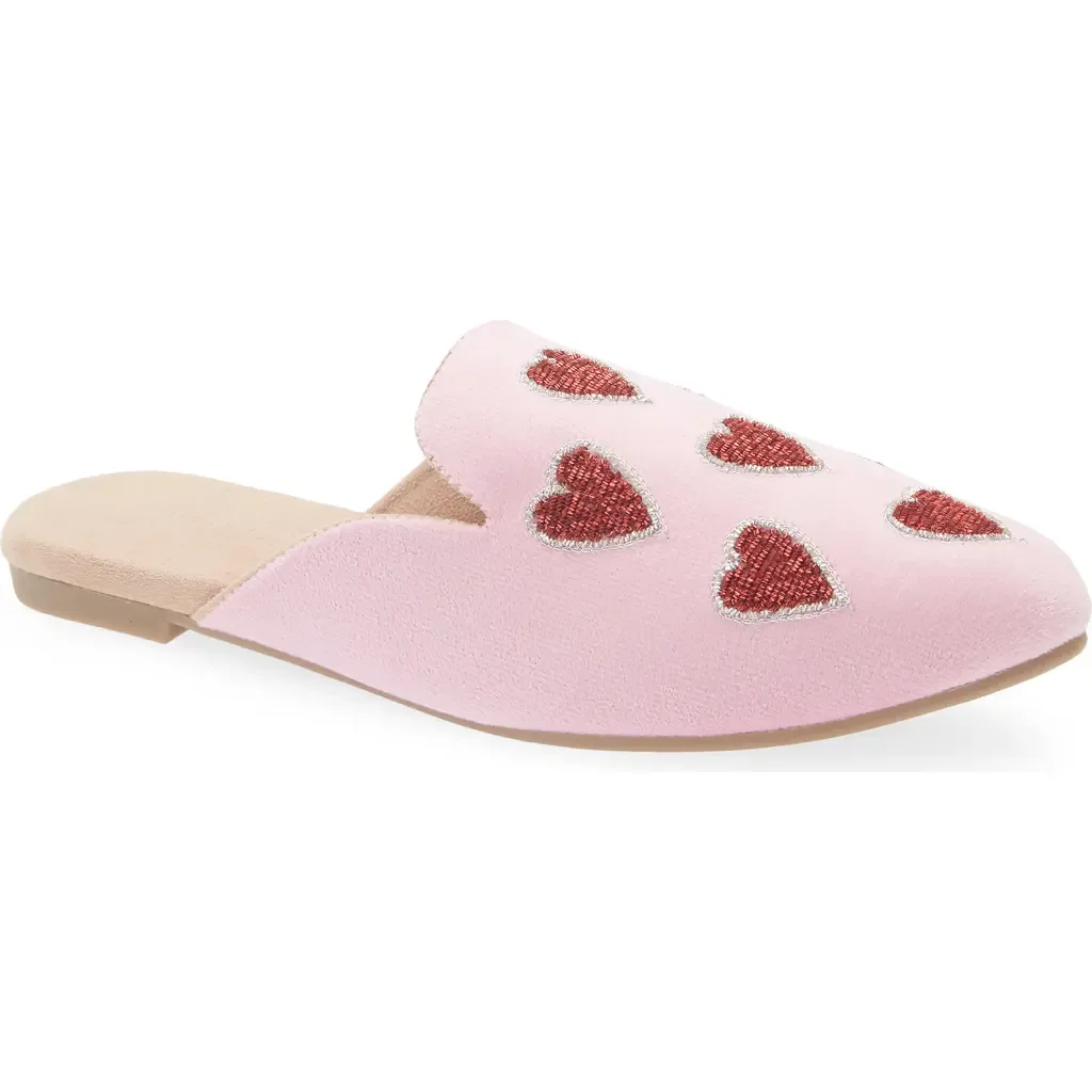 Heart Velvet Flat Mule by FUCHSIA
