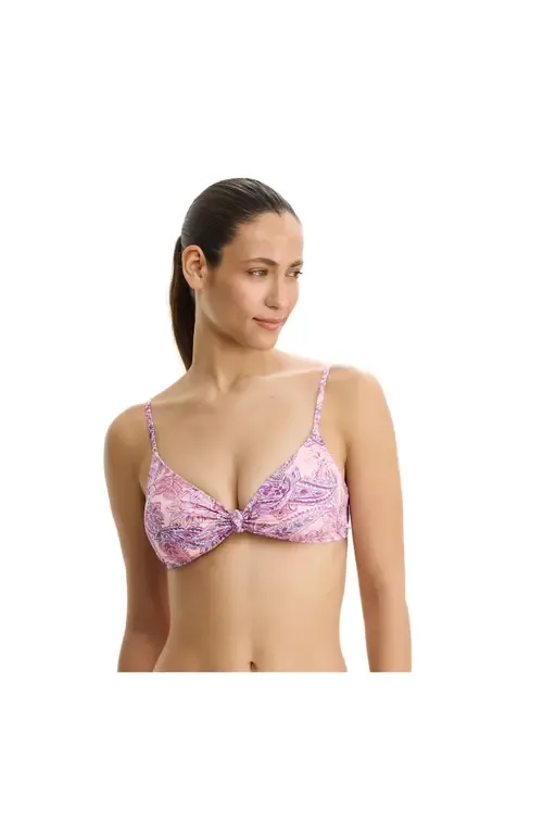 Boho Bloom V-Neck Knot Bikini Top