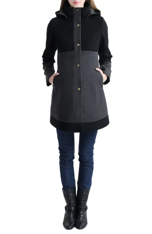 Tessa Colorblock Wool Blend Maternity Coat by Kimi & Kai