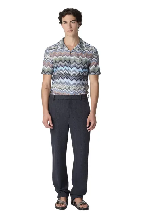 Classic Trousers in Cotton and Viscose with Tone-On-Tone Zigzag Pattern by Missoni