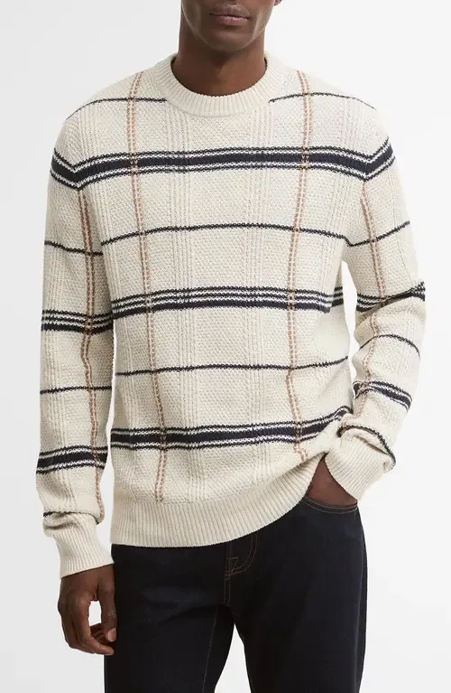 Fasey Cable Tartan Crewneck Sweater by Barbour