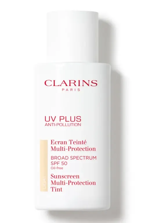 UV Plus Anti-Pollution Antioxidant Tinted Face Sunscreen SPF 50 in Light by Clarins