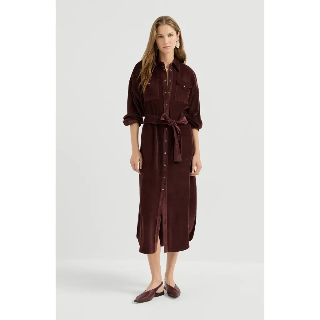 Fluid Corduroy Shirt Dress by Brunello Cucinelli