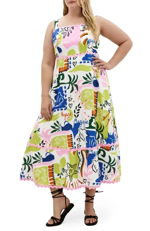 Shani Abstract Print A-Line Dress by City Chic