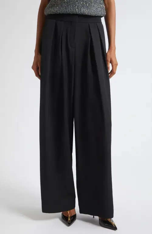 High Waist Pleat Front Grain De Poudre Wool Pants by Balmain