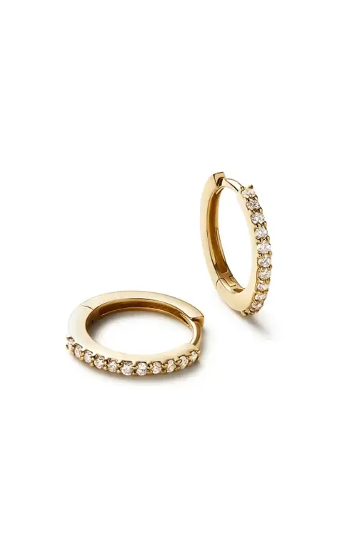 Diamond Huggie Earrings - Gold Diamond Huggie Hoops