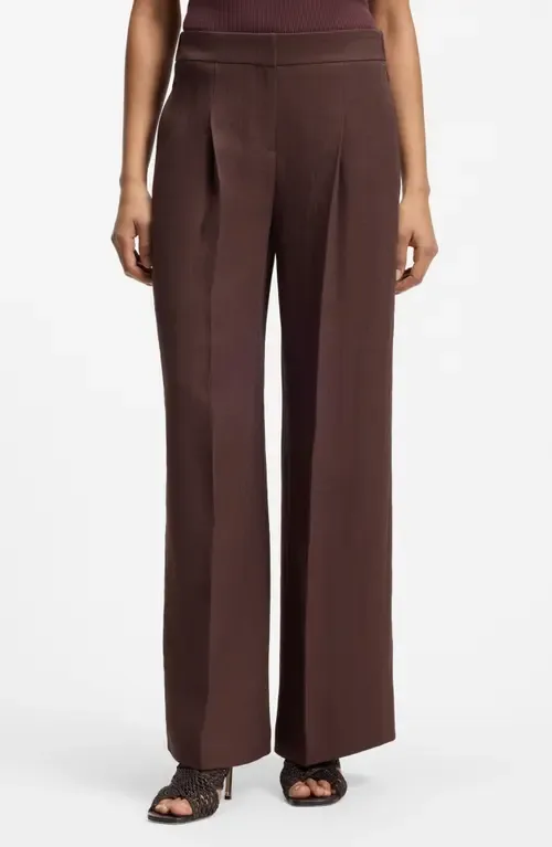 Tiana Linen Blend Wide Leg Pants by BOSS