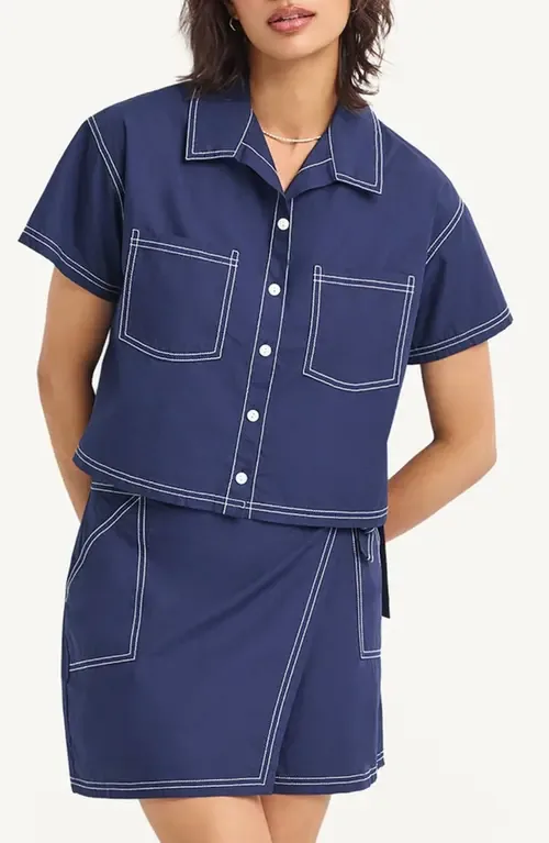 Ashley Crop Organic Cotton Cover-Up Camp Shirt by Vitamin A®