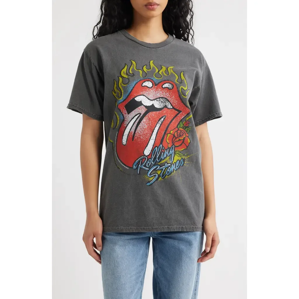Rolling Stones Flaming Hot Lips Graphic T-Shirt by Junk Food