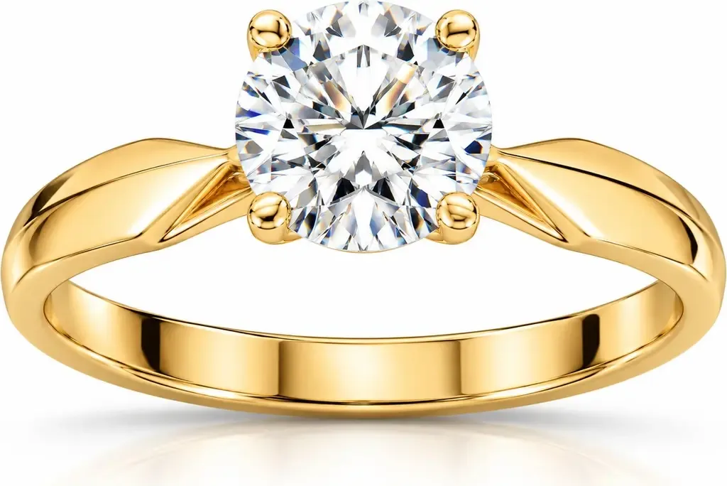 Certified 1 1/2Ct Solitaire Diamond Engagement Ring 14k Gold Lab Grown by Bliss Diamond