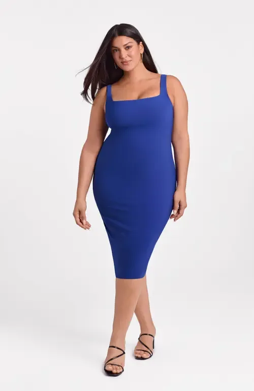 Sculpting Shapewear Square Neck Tank Midi Dress by S3 Apparel