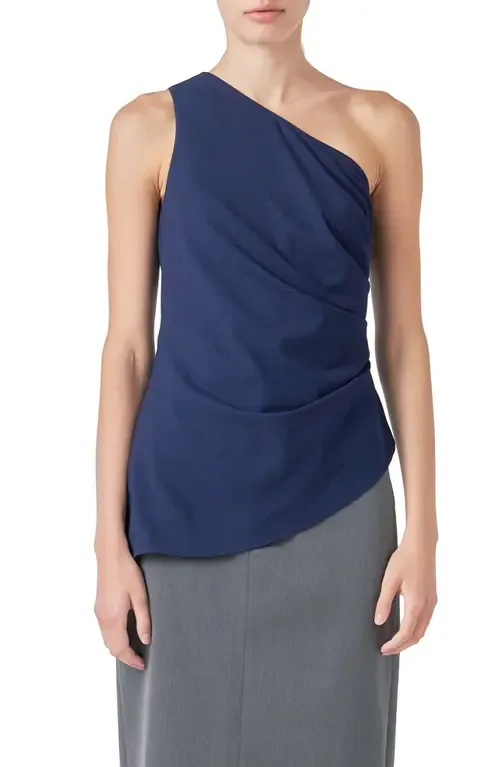 One-Shoulder Pleated Top by Grey Lab