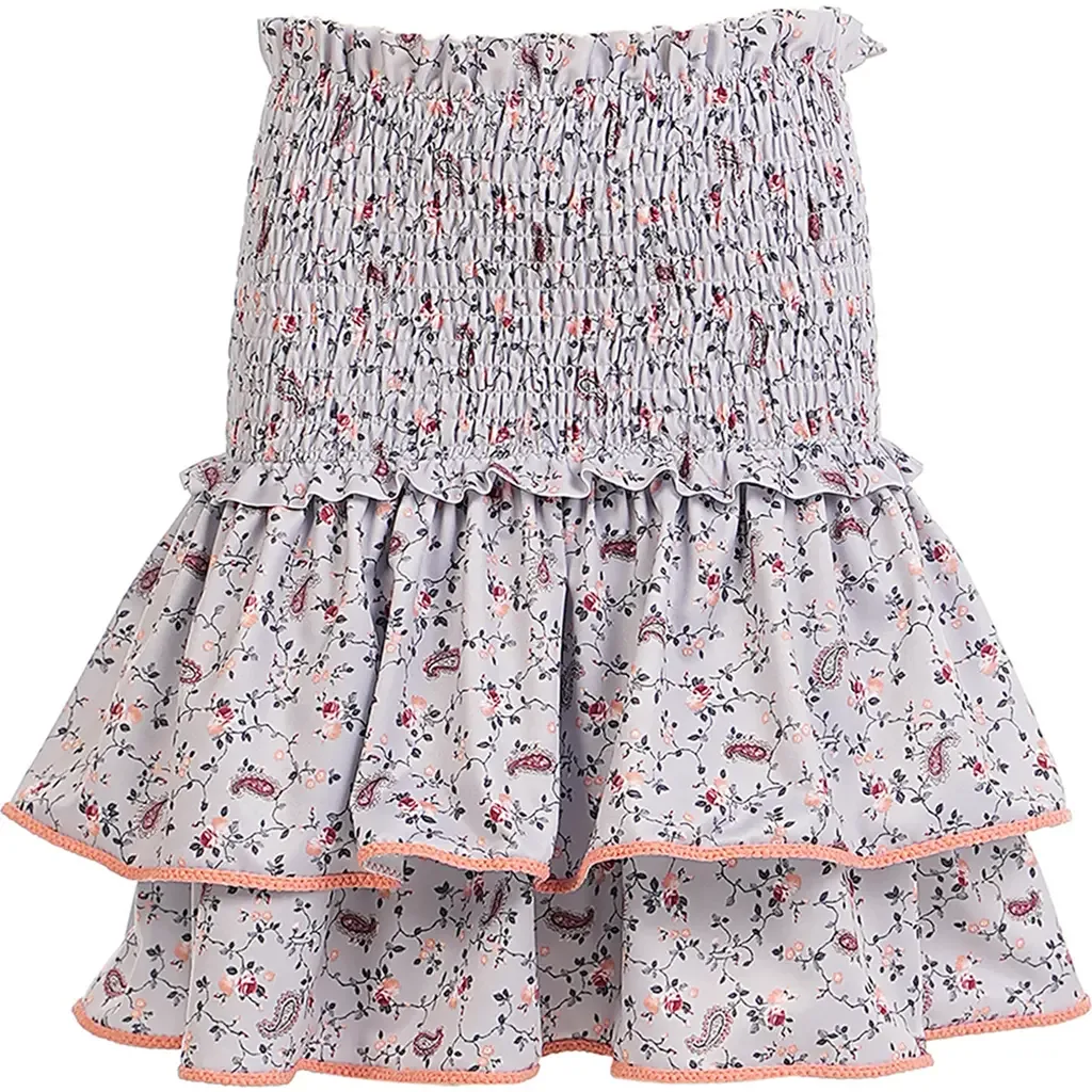 Vintage Floral Print Double-Layered Ruffled Cover-Up Skirt by NESSI BYRD