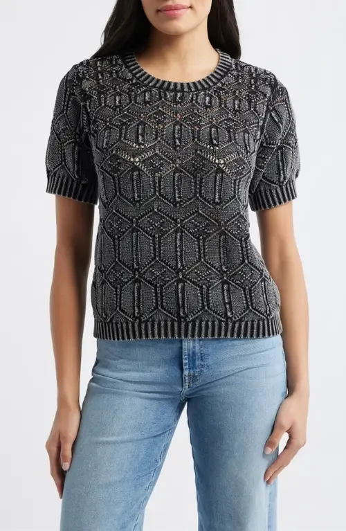 Open Stitch Short Sleeve Sweater by CITY BLUES