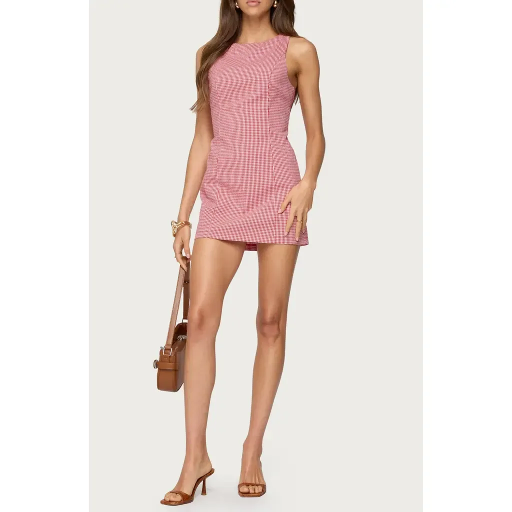 Macee Gingham Sleeveless Romper by EDIKTED