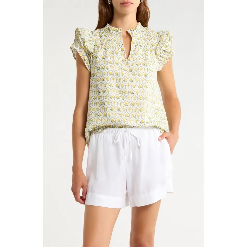 Jaimie Stripe Ramona Ruffle Cotton Top by SUGARLIPS