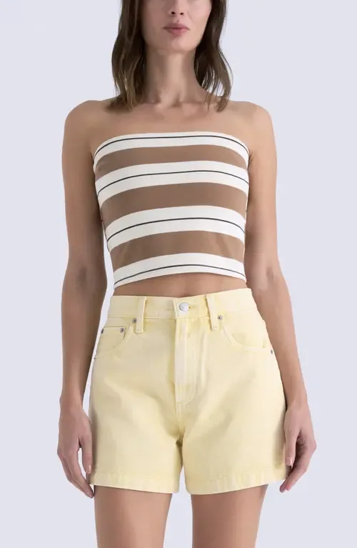 Beverly Stripe Cotton Blend Strapless Top by Pistola