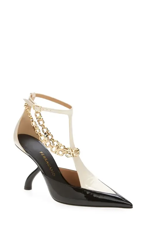 Rupy Gancini Chain T-Strap Pump by FERRAGAMO