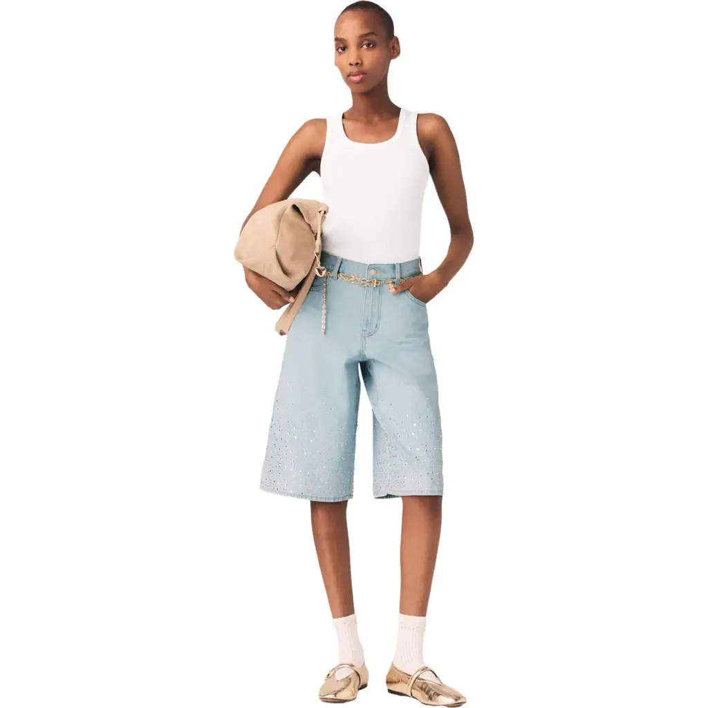 Rhinestone Bermuda Shorts by maje