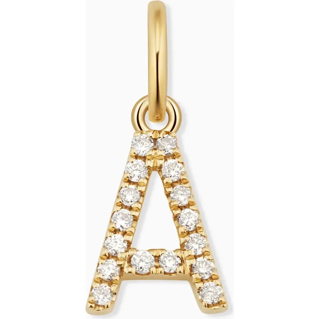 14K Gold My Letter Diamond Pendant Charm by Oradina