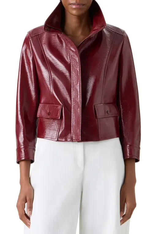 Shiny Crinkle Faux Leather Jacket by Akris punto