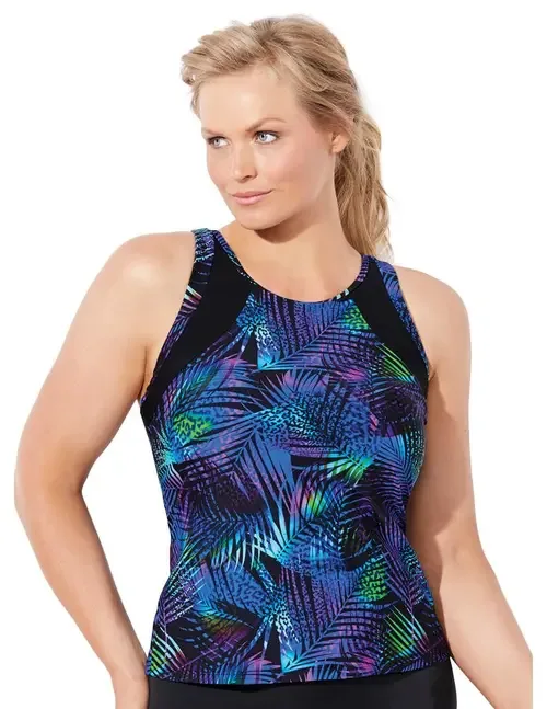 Chlorine Resistant High Neck Racerback Tankini Top by Swimsuits for All