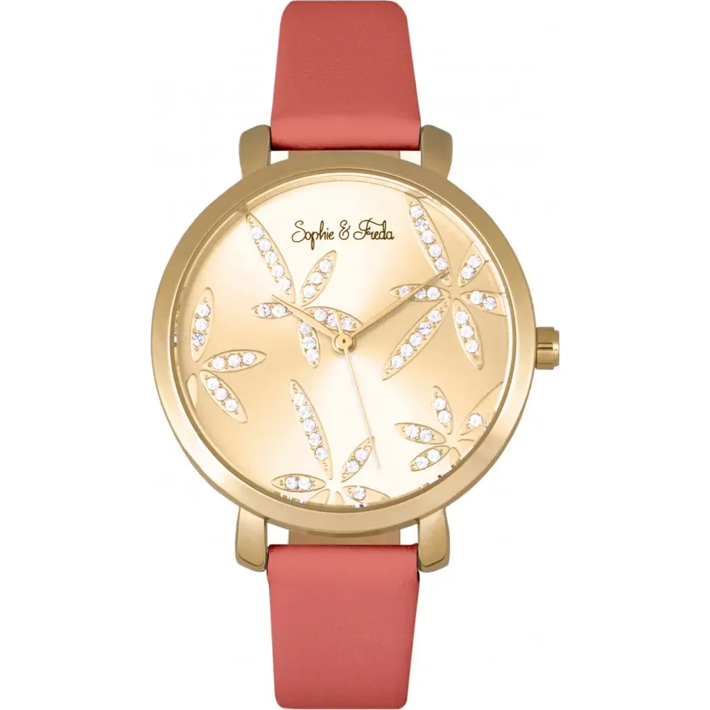 Sophie & Freda Key West Leather-Band Watch W/Swarovski Crystals by Sophie and Freda