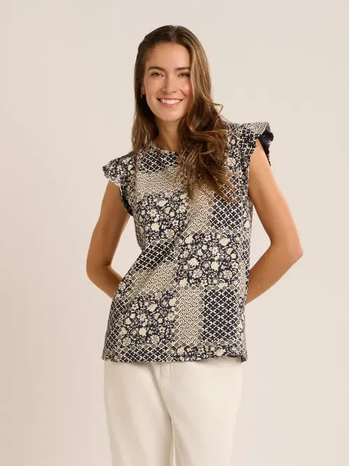 Salinas Frill Sleeve Printed Blouse by Brakeburn