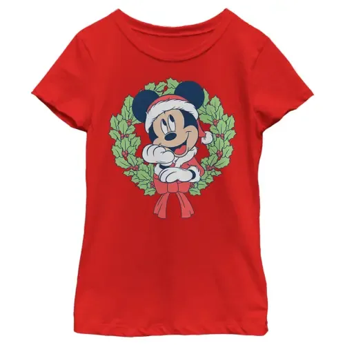 Mickey Mouse Christmas Wreath Short Sleeve Graphic T-Shirt by Mickey & Friends