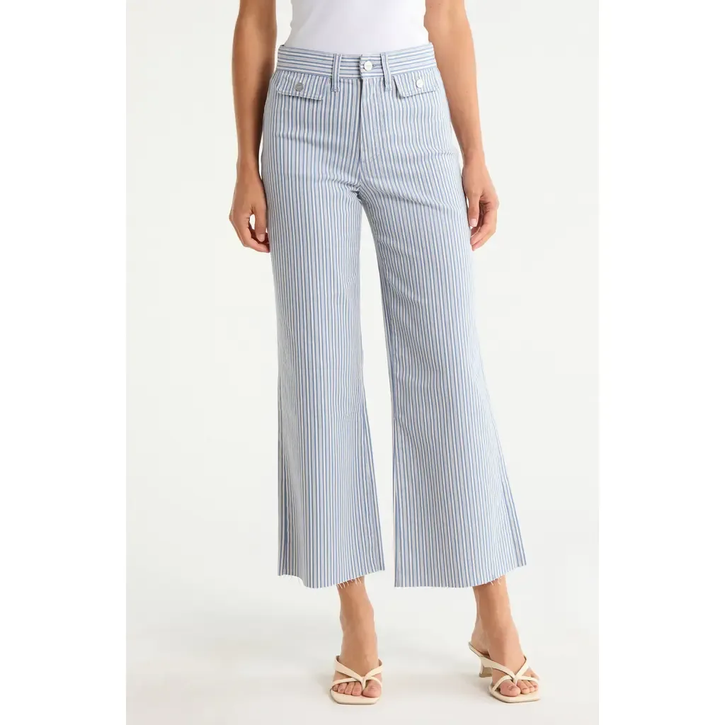 Anessa High Waist Button Pocket Raw Hem Ankle Flare Jeans