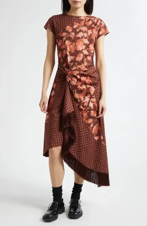 Desert Flower Mixed Print Asymmetric Hem Cotton Dress by 3.1 Phillip Lim