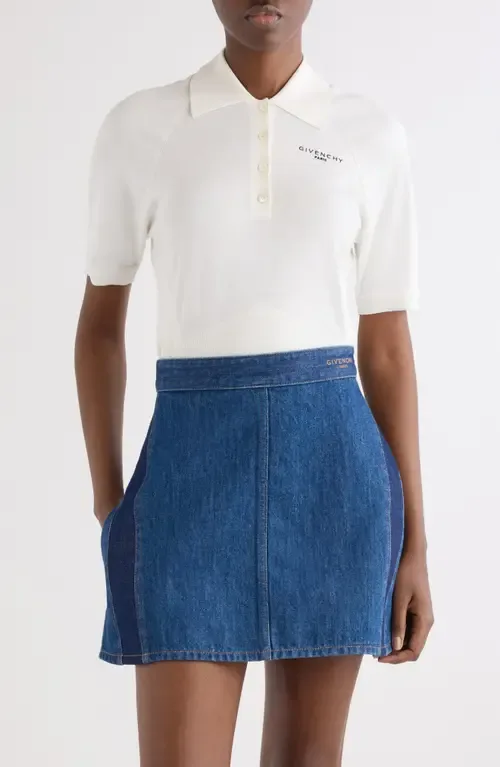 Crop Short Sleeve Cotton & Silk Polo Sweater by Givenchy