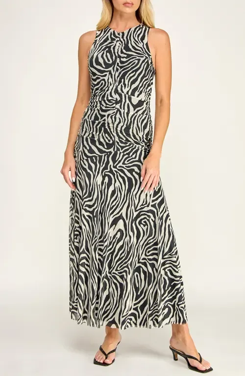Ruched Mesh Midi Dress by Socialite