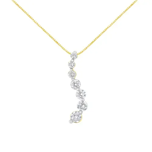AGS Certified 14K Yellow Gold 2.0 Cttw Diamond Journey 18" Pendant Necklace by Haus of Brilliance