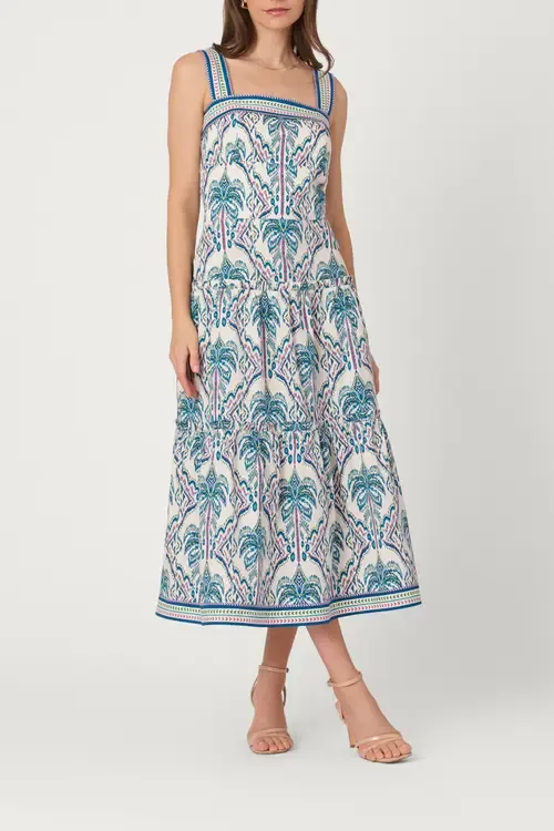 Balinese Palm Print Brook Dress by Shoshanna