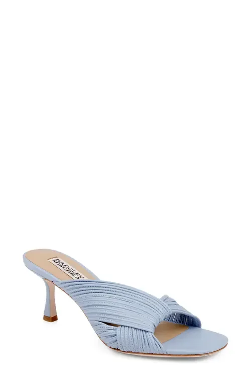 Winta Slide Sandal in Aqua Leather by Badgley Mischka Collection