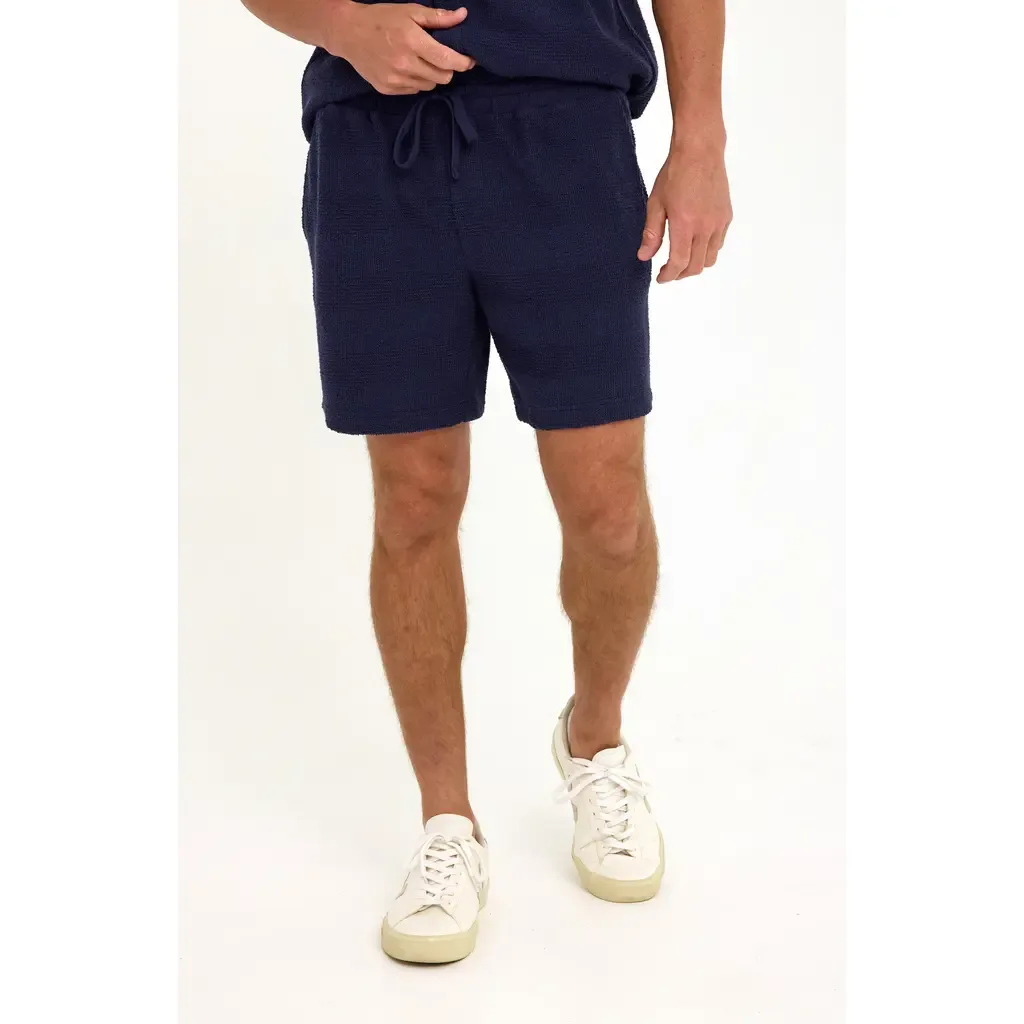 Wayne Stripe Jacquard Terry Cloth Drawstring Shorts by Threads 4 Thought