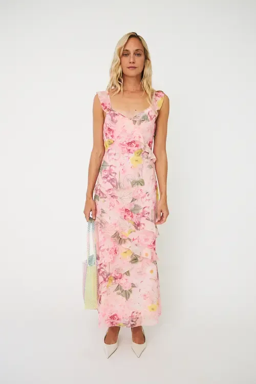 Levinecras Floral Ruffle Maxi Dress by CRAS