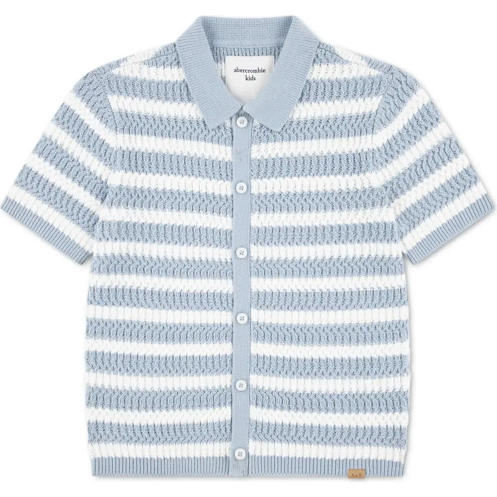 Stripe Cotton Blend Button Front Sweater by abercrombie kids