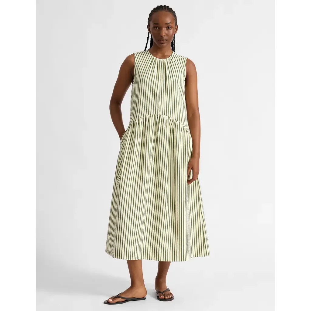 Stripe Sleeveless Midi Dress by Albaray