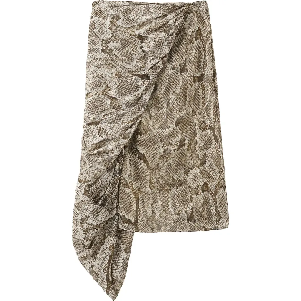 Animal Print Faux Wrap Midi Skirt by MANGO