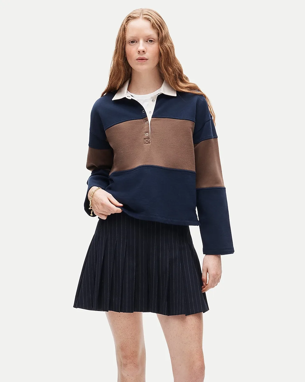 Vintage Fleece Rugby Sweatshirt in Stripe