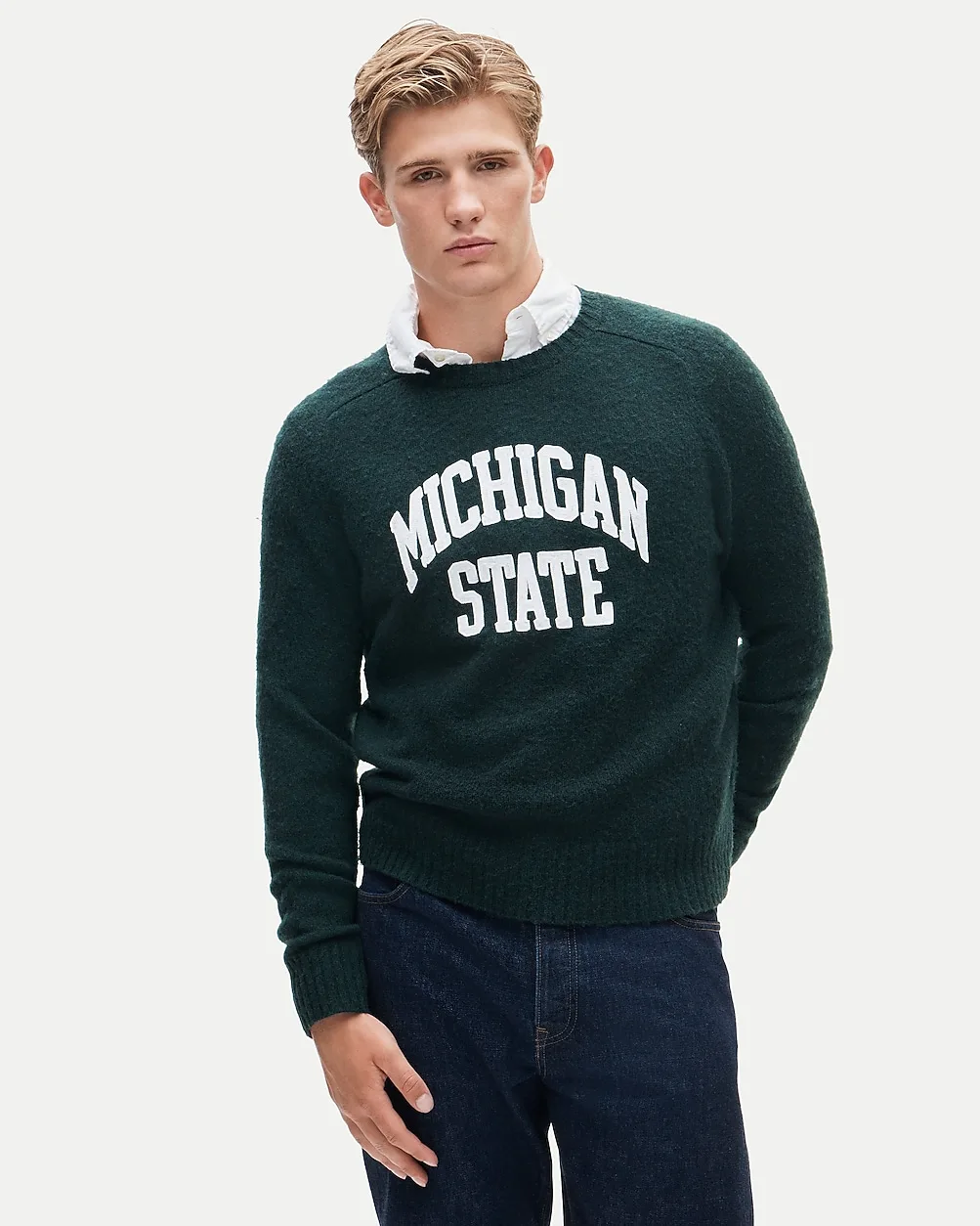 '47 x J.Crew Brushed Wool Michigan State Sweater by J.Crew