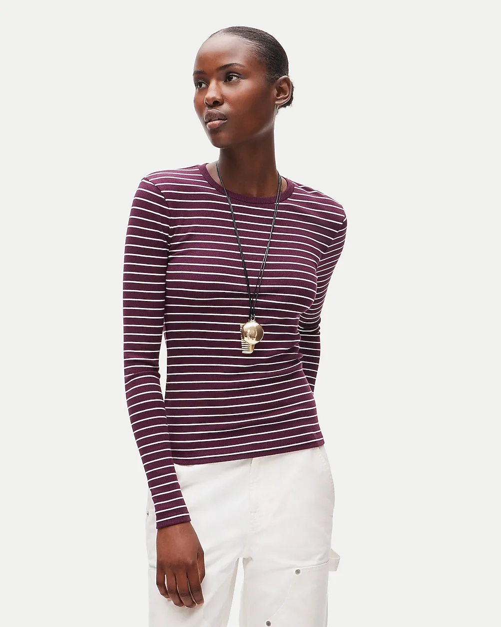 Perfect Rib Long-Sleeve T-Shirt in Stripe by J.Crew