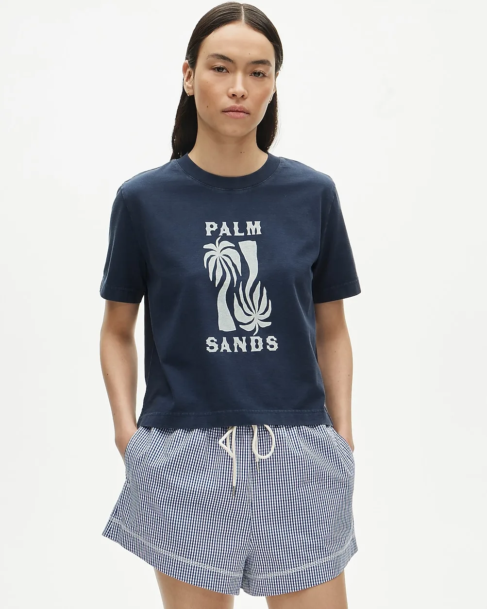 Boyfriend Jersey Relaxed Cropped Palm Sands Graphic T-Shirt by J.Crew