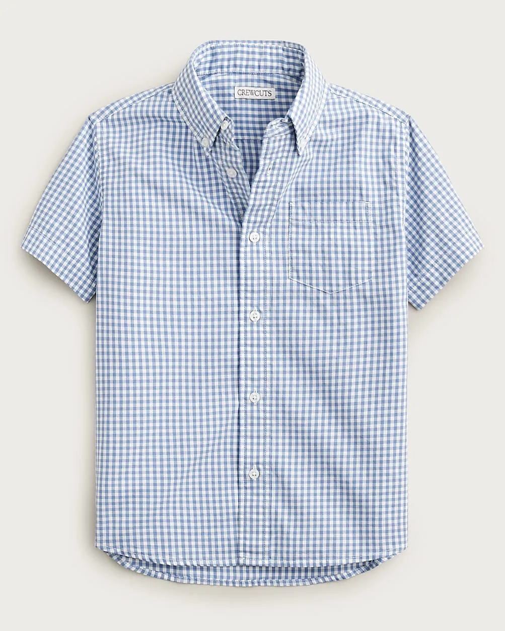 Washed Short-Sleeve Stretch Poplin Button-Down in Gingham by J.Crew