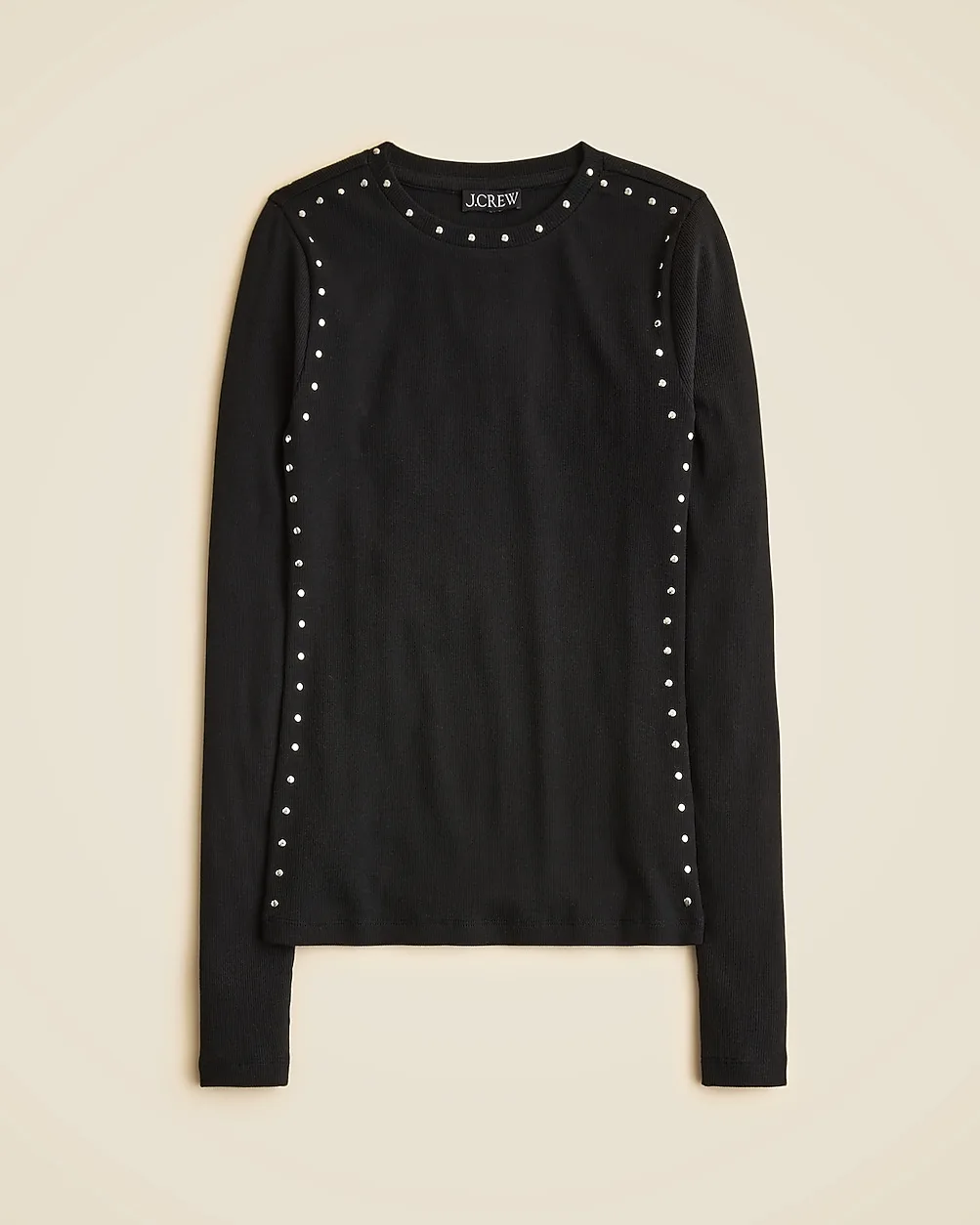 Perfect Rib Long-Sleeve T-Shirt with Studs by J.Crew