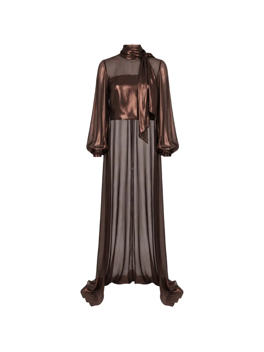 Bow-Scarf Bishop-Sleeve Blouse by Gemy Maalouf