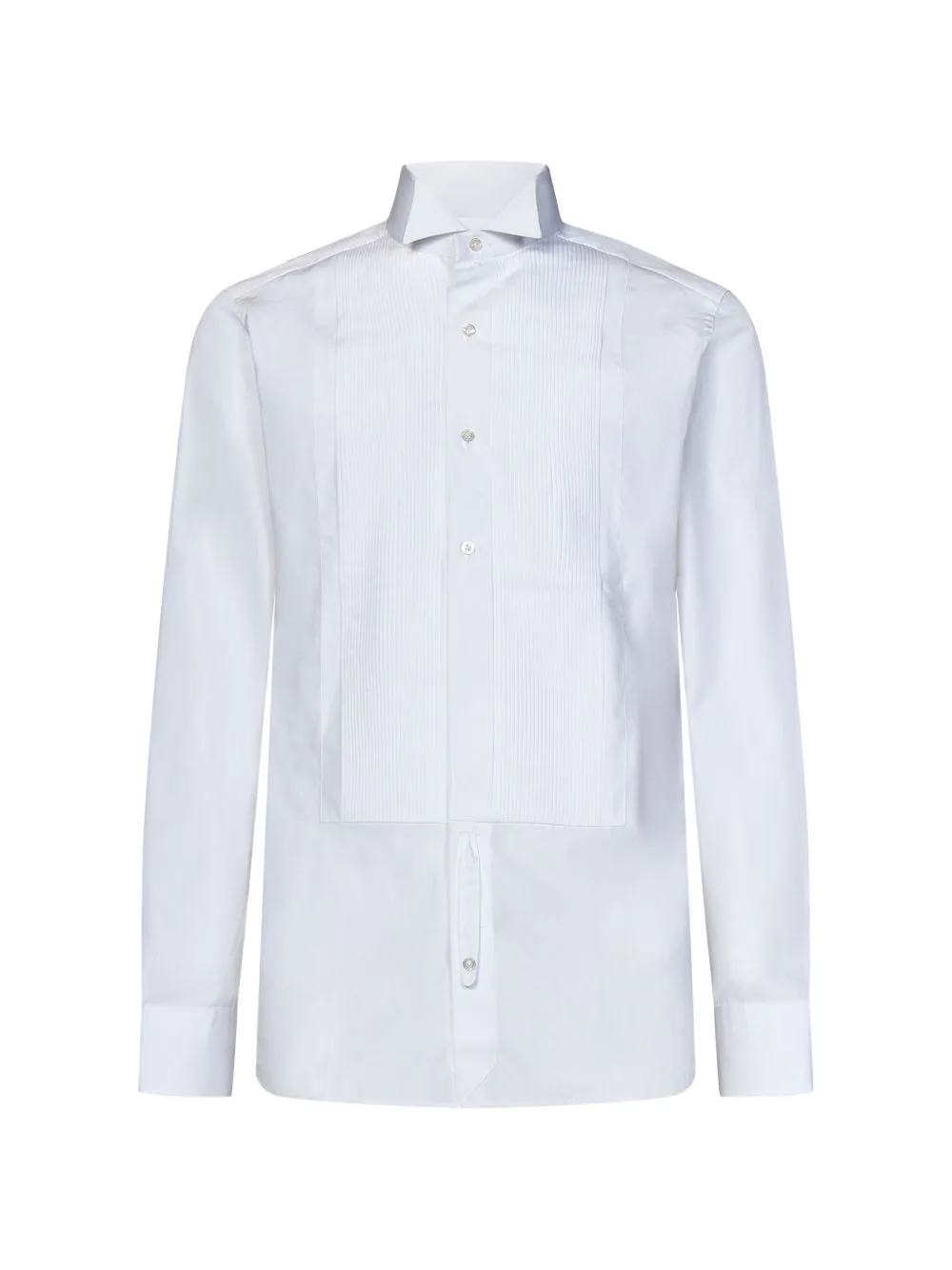 Pleated Plastron Carlton-Collar Shirt