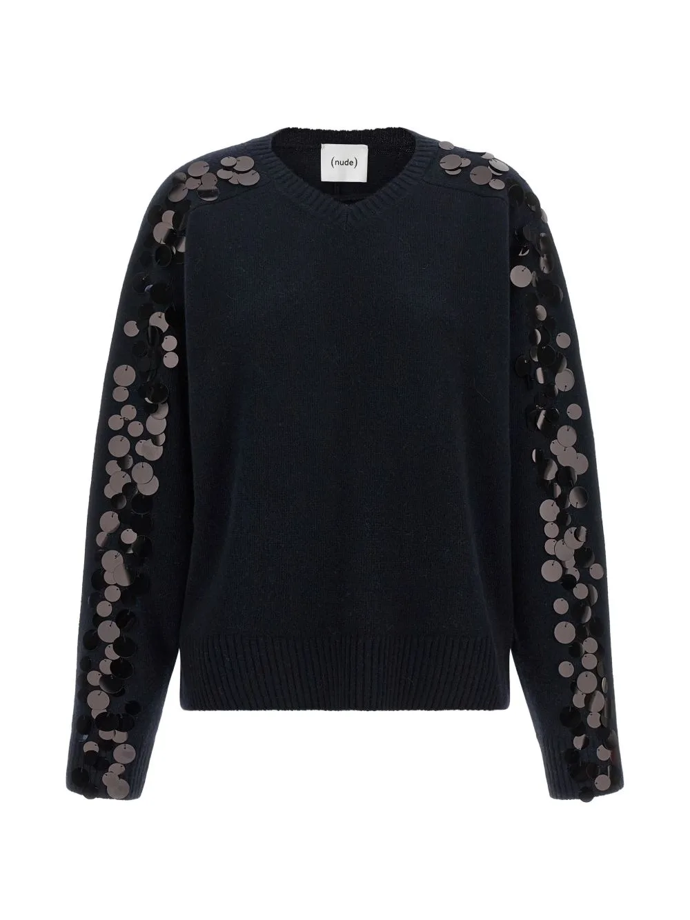 Sequin-Embellished V-Neck Sweater by Nude